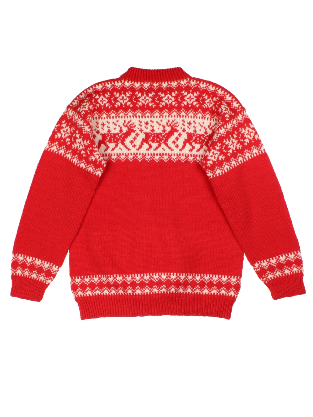 Nordic Fair Isle Red Wool Jumper (Size XS)