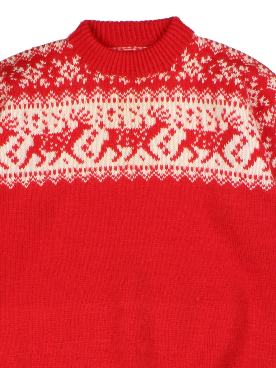 Nordic Fair Isle Red Wool Jumper (Size XS)