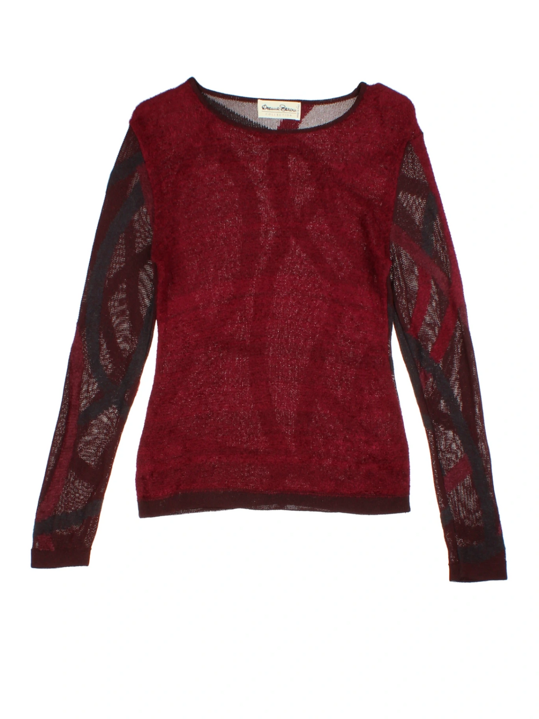 Y2K Burgundy Geometric Knit Sweater (Size S)