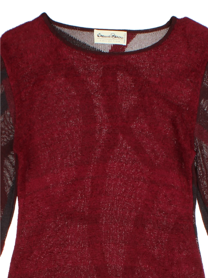 Y2K Burgundy Geometric Knit Sweater (Size S)