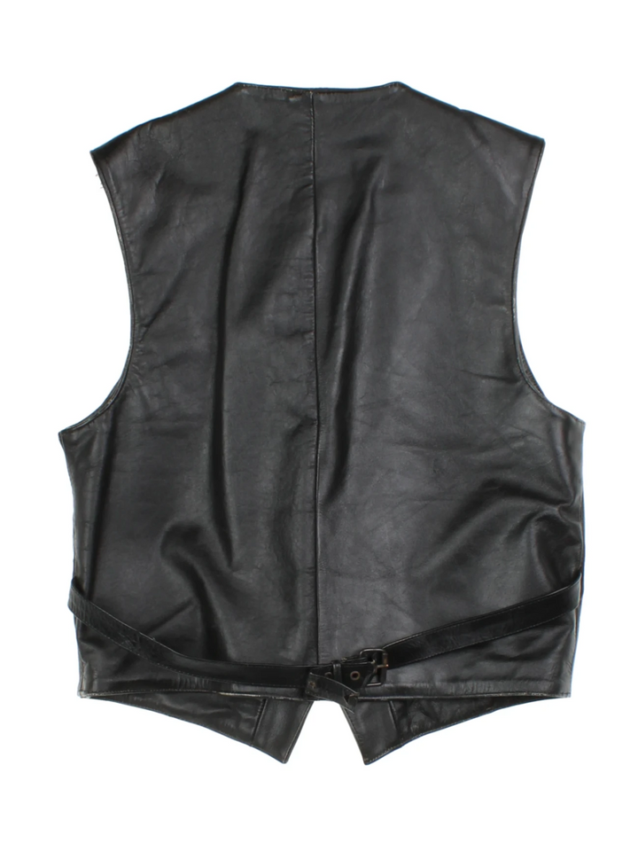 Vintage V-Neck Leather Vest (Size L)