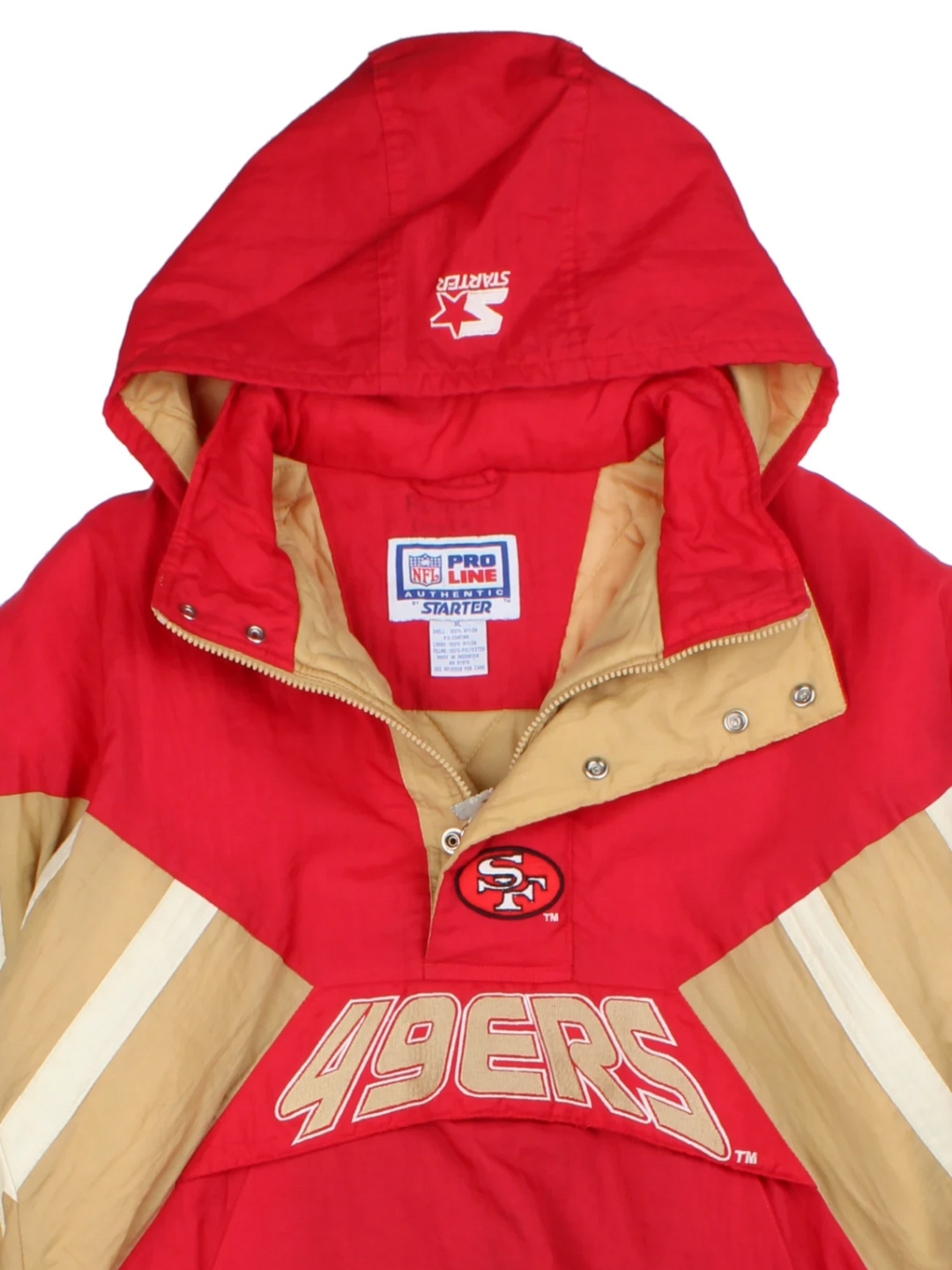 90's Starter San Francisco 49ers Red Hooded Jacket (Size L)