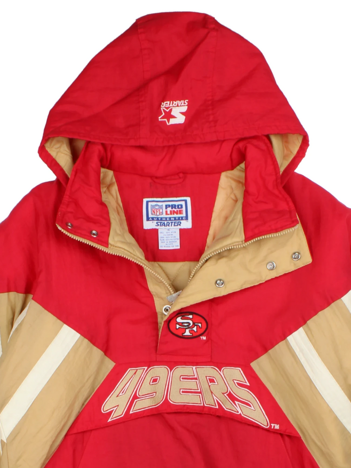 90's Starter San Francisco 49ers Red Hooded Jacket (Size L)