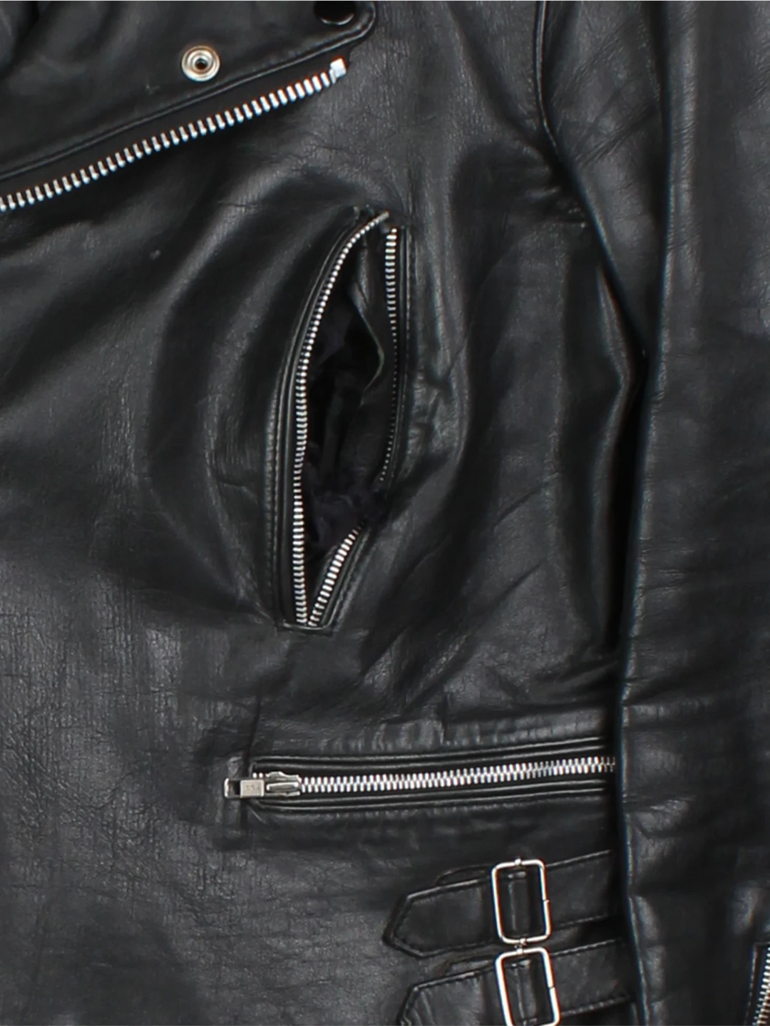 80's Drag Specalties Black Fringe Leather Biker Jacket (Size S)