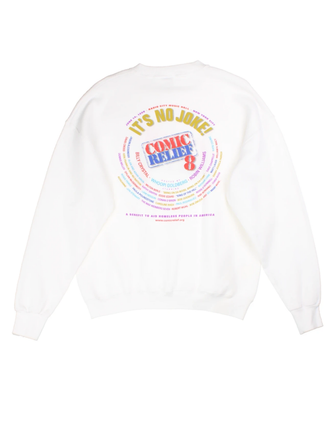 98 Comic Relief 8 White Graphic Sweatshirt (Size L)