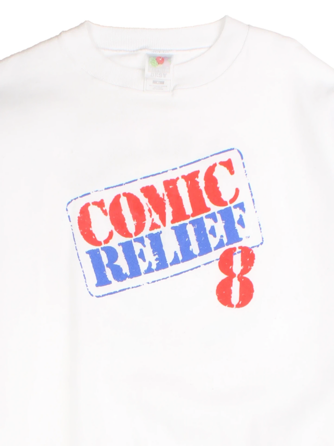 98 Comic Relief 8 White Graphic Sweatshirt (Size L)