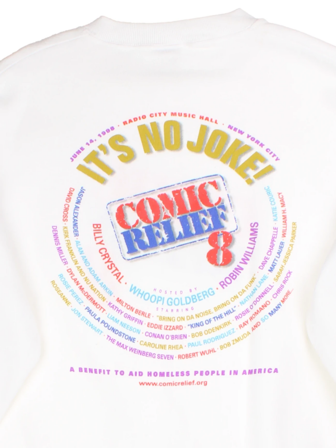 98 Comic Relief 8 White Graphic Sweatshirt (Size L)