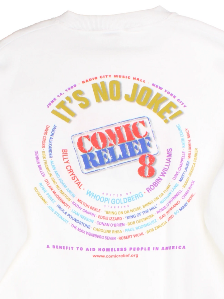 98 Comic Relief 8 White Graphic Sweatshirt (Size L)