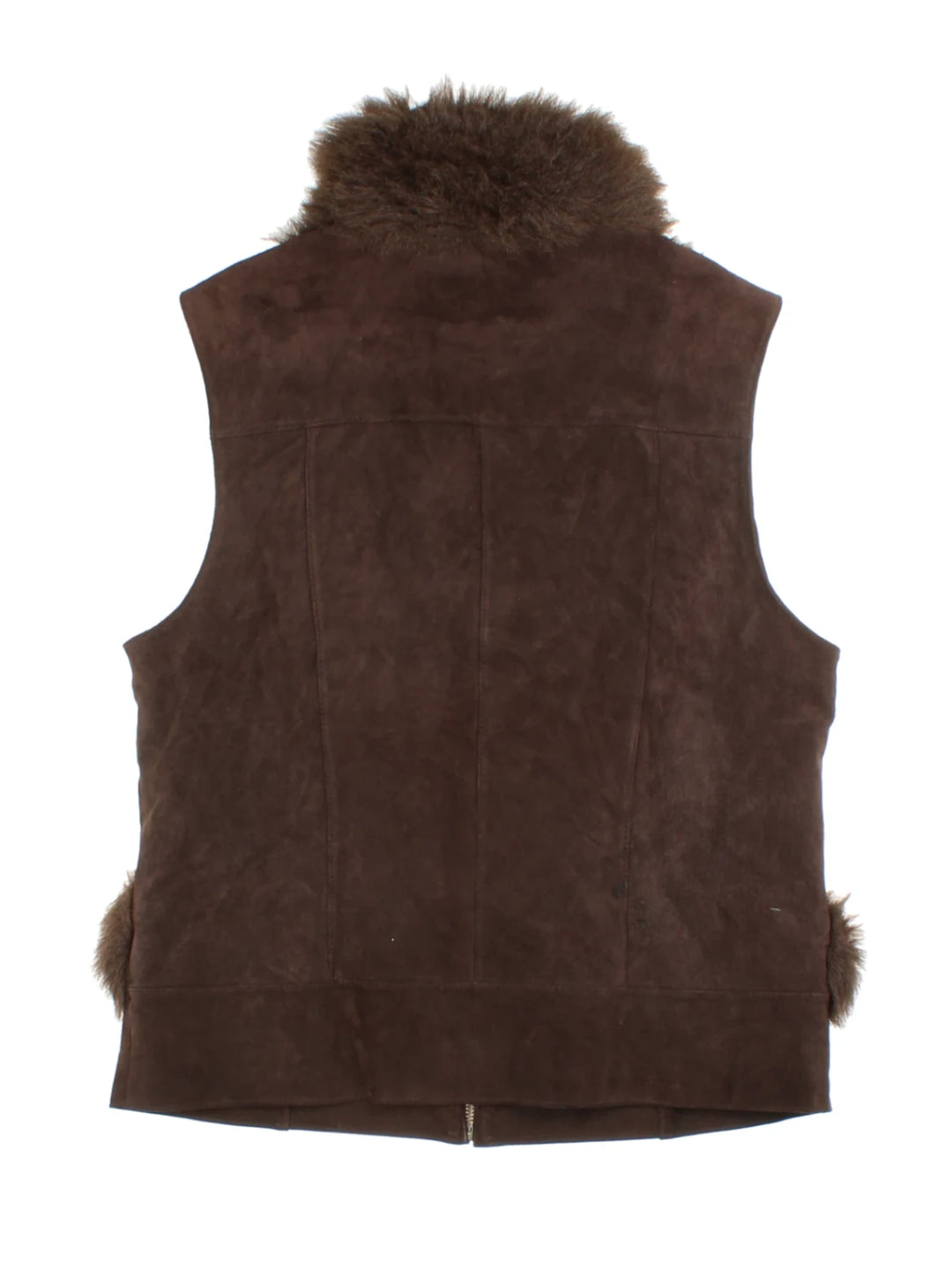 Y2K Yessica Brown Faux Fur/Suede Gilet (Size S)
