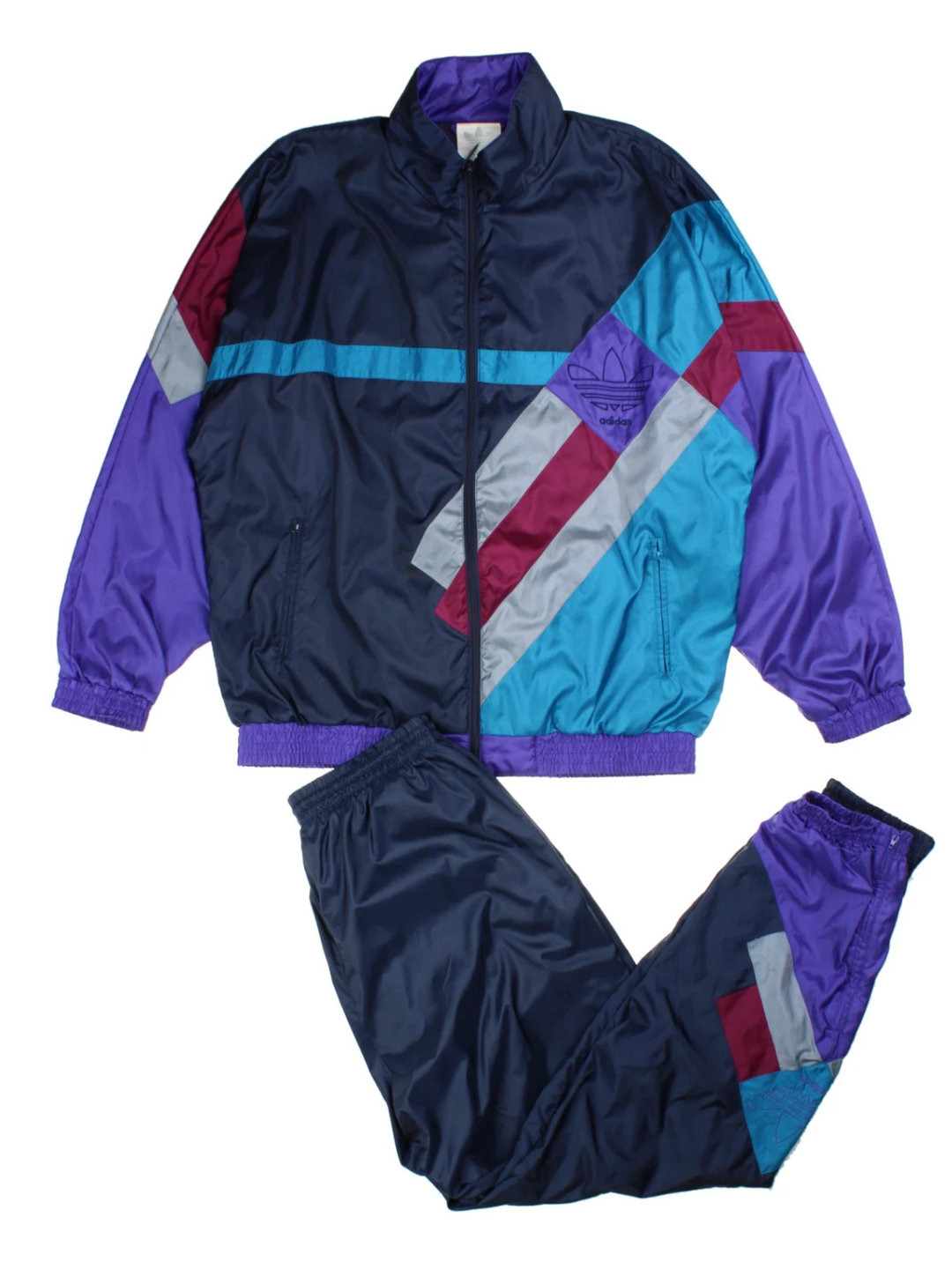 90s Adidas Colorblock Embroidered Tracksuit (Size L)