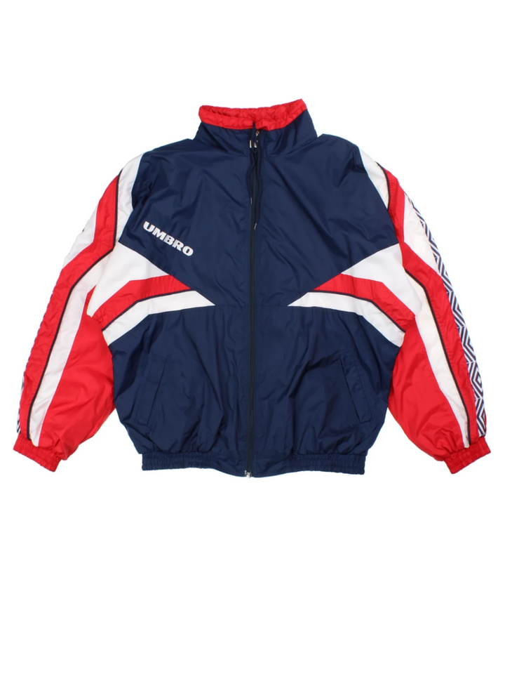 90's Umbro Navy Colourblock Zip-Up Tracksuit Tops (Size L)