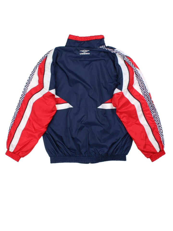 90's Umbro Navy Colourblock Zip-Up Tracksuit Tops (Size L)