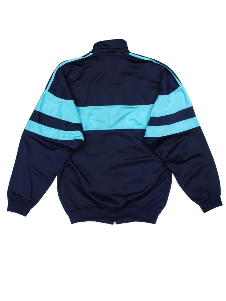 80's Adidas Blue Colourblock Polyester Tracksuit Top (Size L)