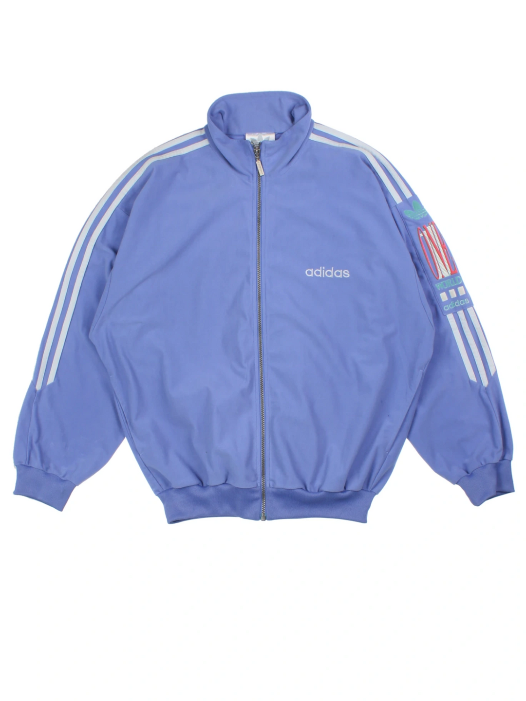 90's Adidas Blue Graphic Track Jacket (Size L)
