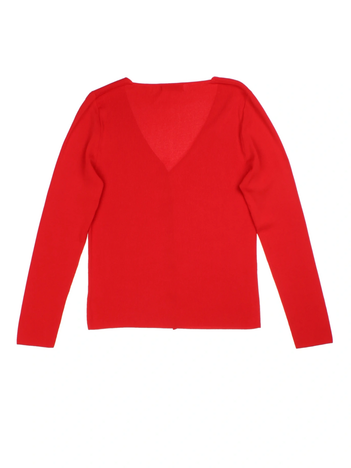 Y2K Red V-Neck Cardigan (Size M)