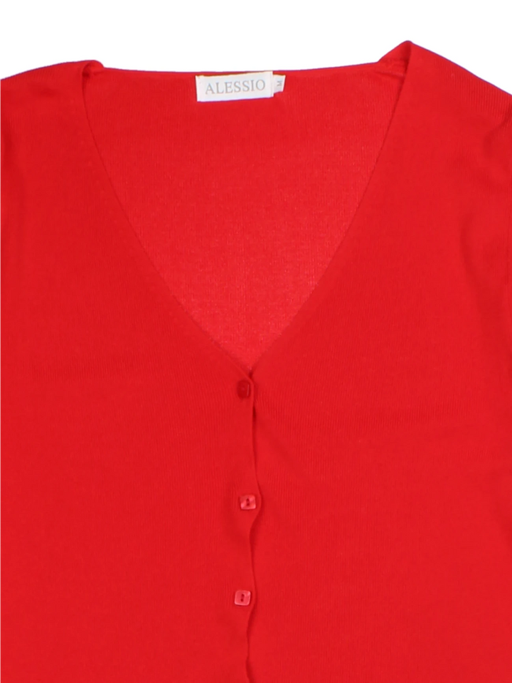 Y2K Red V-Neck Cardigan (Size M)