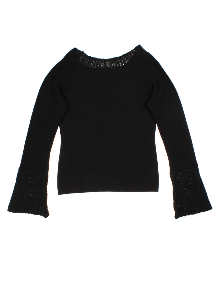Y2K Black Graphic Jumper (Size M)