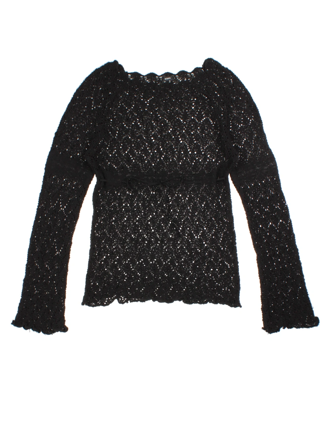 Y2K Black Open Knit Top (Size M)