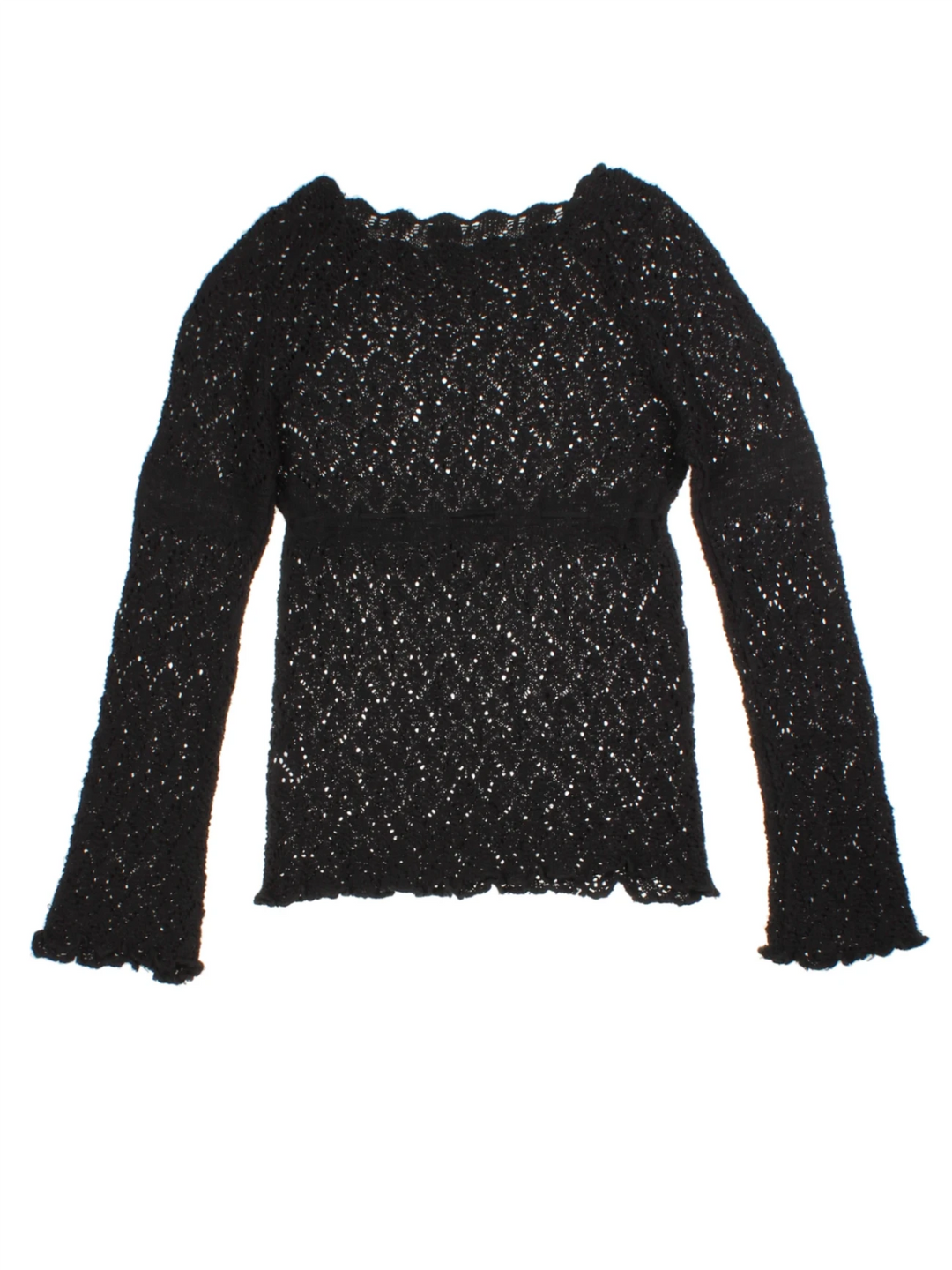 Y2K Black Open Knit Top (Size M)