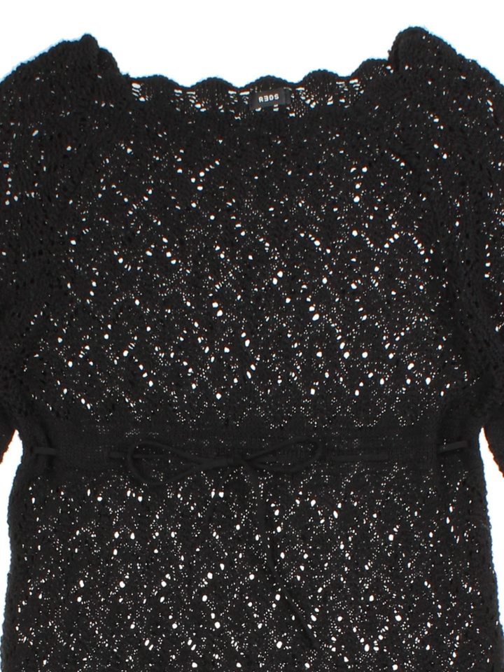 Y2K Black Open Knit Top (Size M)