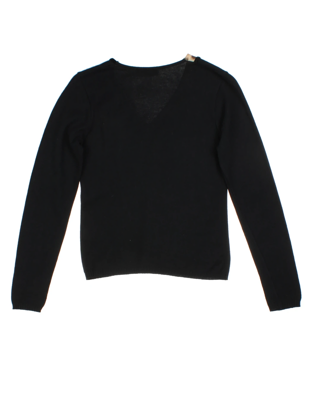 Y2K Embroidered Black V Neck Jumper (Size M)