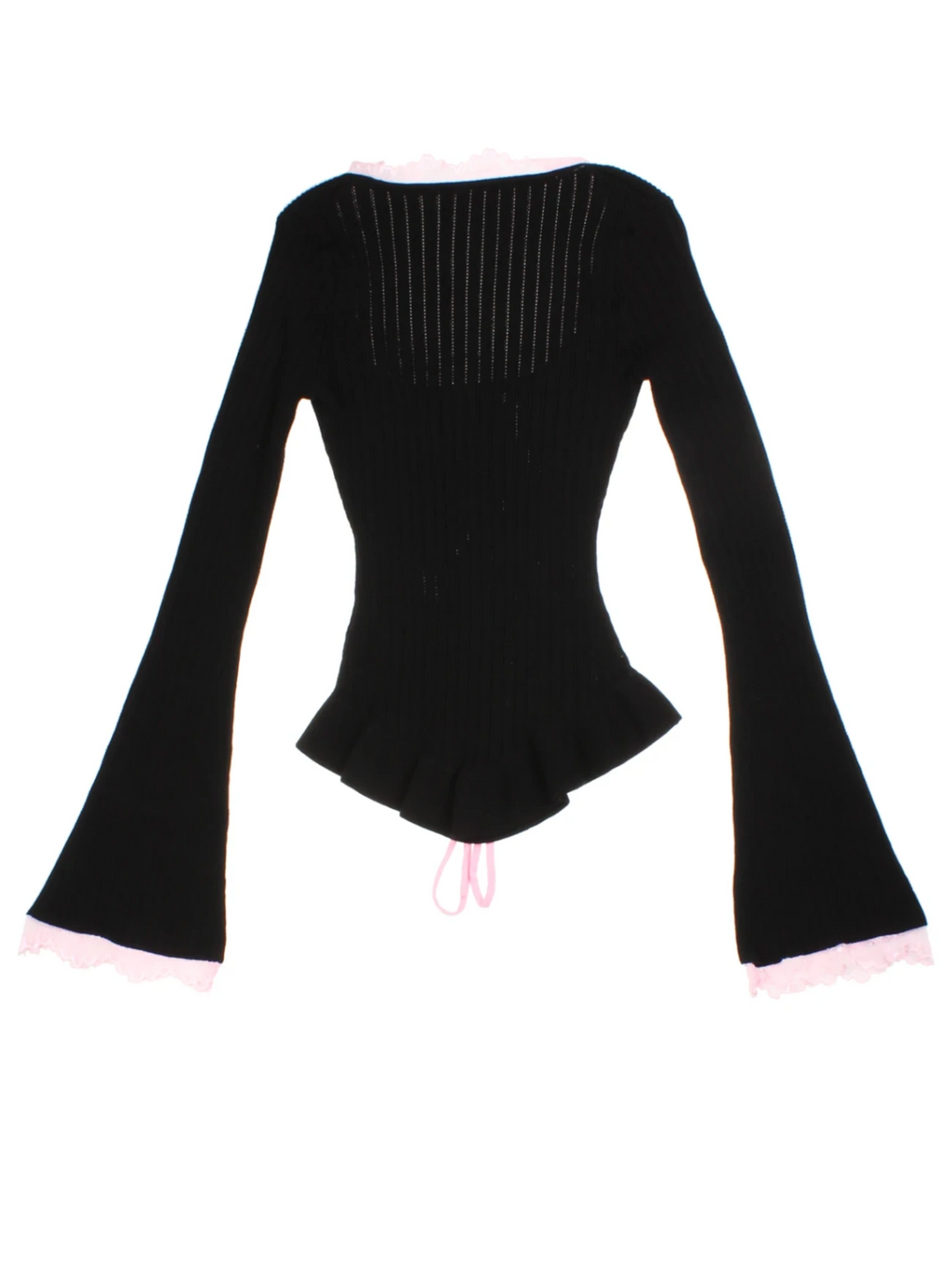 Y2K Black Bell Sleeve Knit (Size XS)