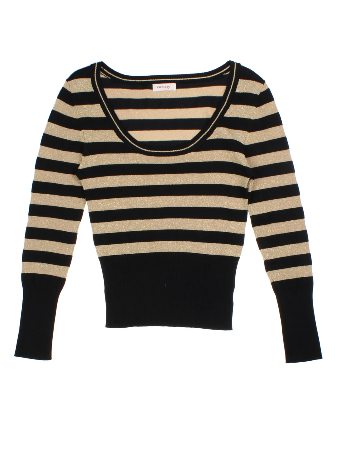 Y2K Black/Gold Lurex Knit Jumper (Size S)