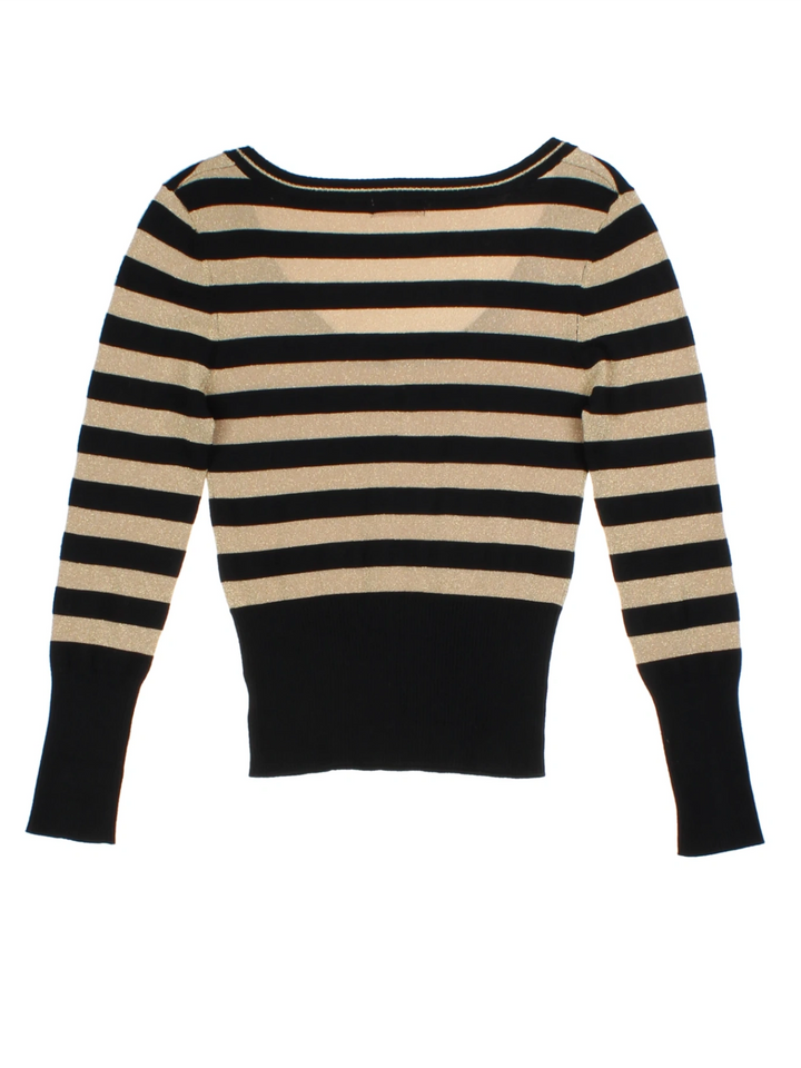 Y2K Black/Gold Lurex Knit Jumper (Size S)