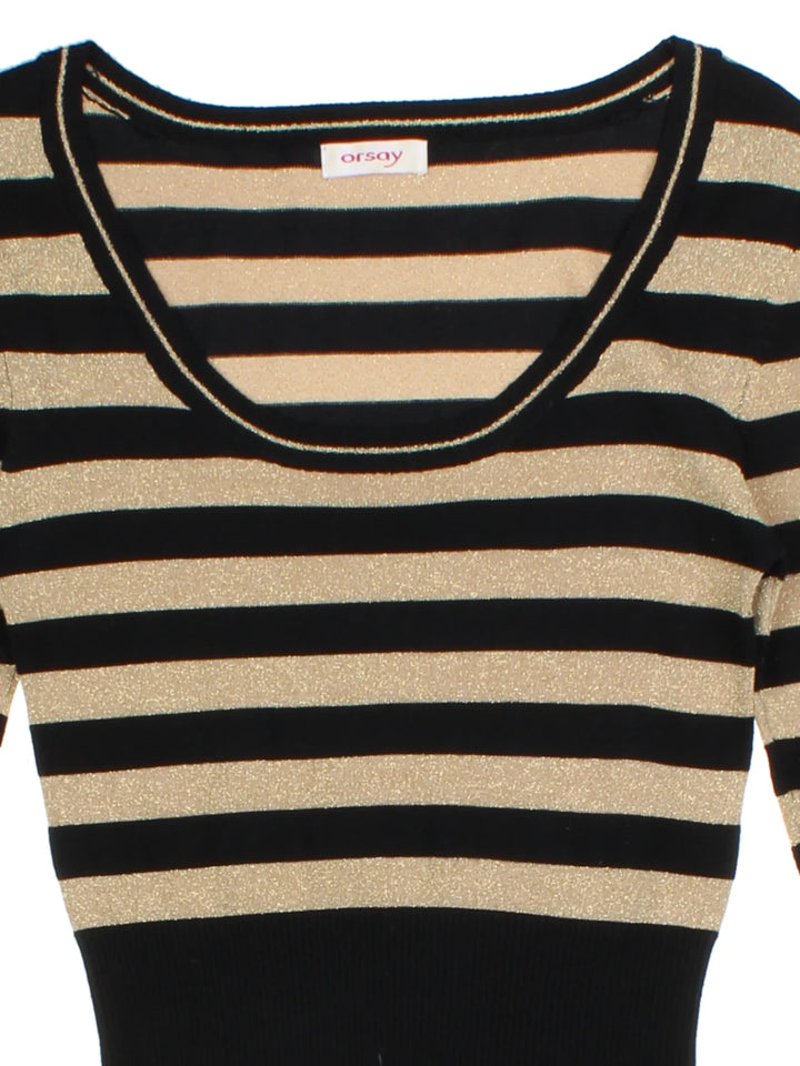 Y2K Black/Gold Lurex Knit Jumper (Size S)