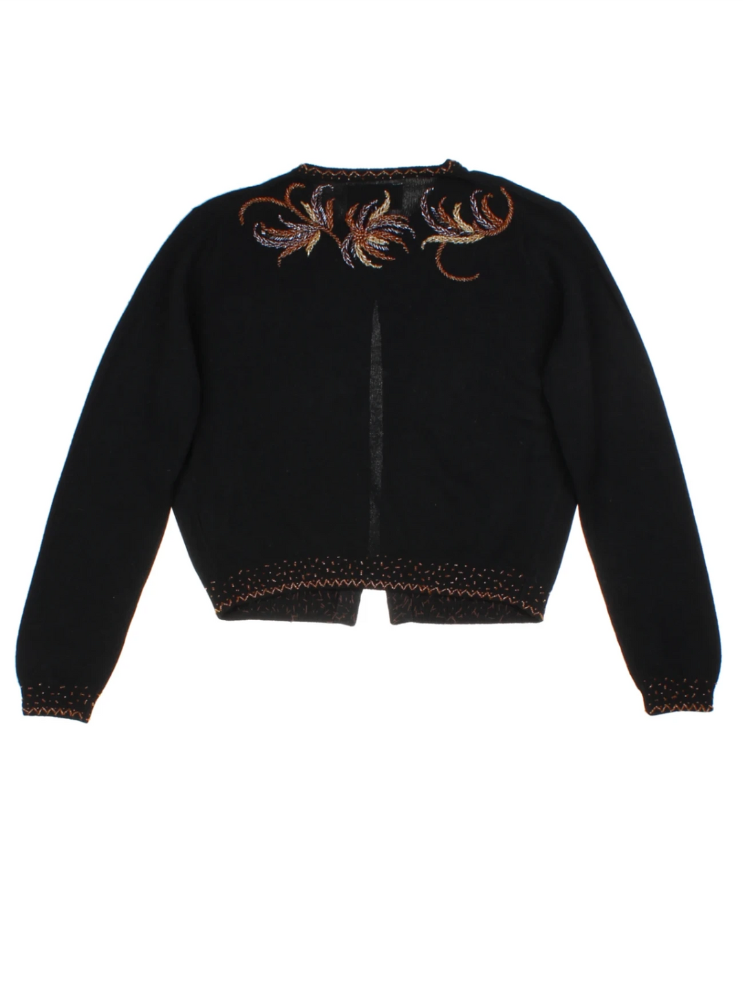Vintage Black Embroidered Bolero Cardigan (Size M)