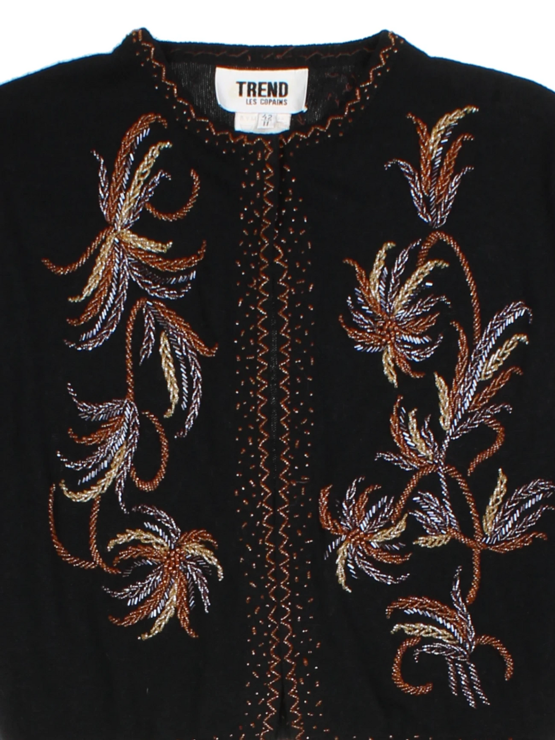 Vintage Black Embroidered Bolero Cardigan (Size M)
