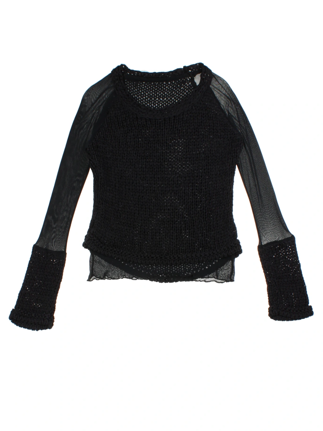 Y2K Black Mesh Sleeve Jumper (Size M)