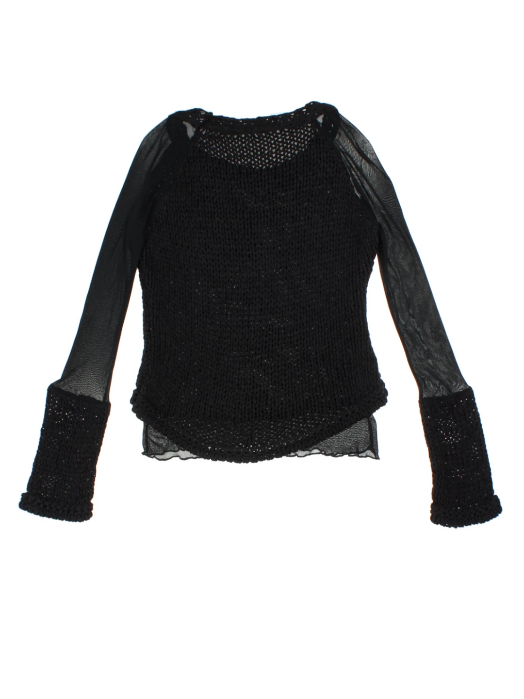 Y2K Black Mesh Sleeve Jumper (Size M)