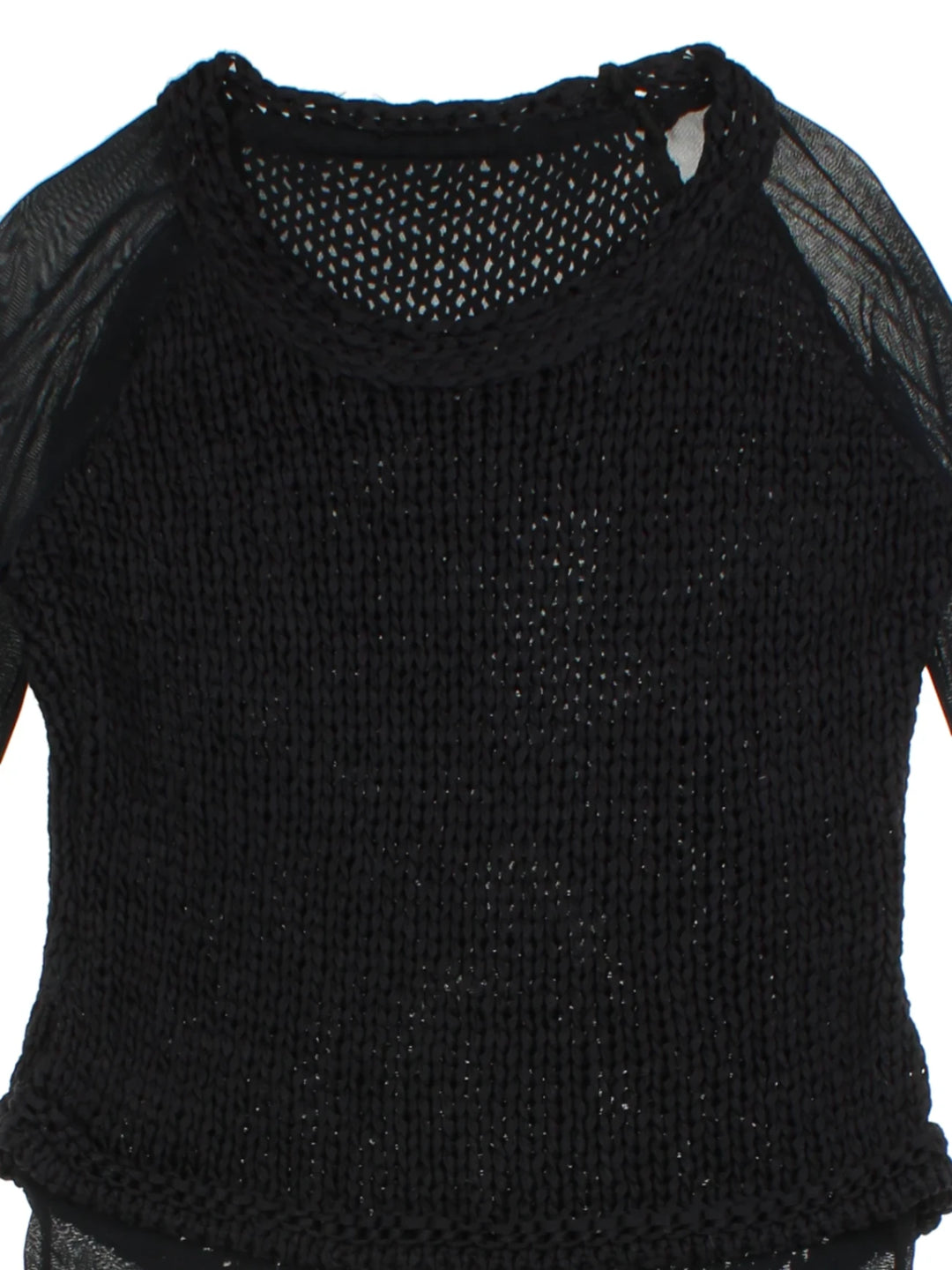 Y2K Black Mesh Sleeve Jumper (Size M)