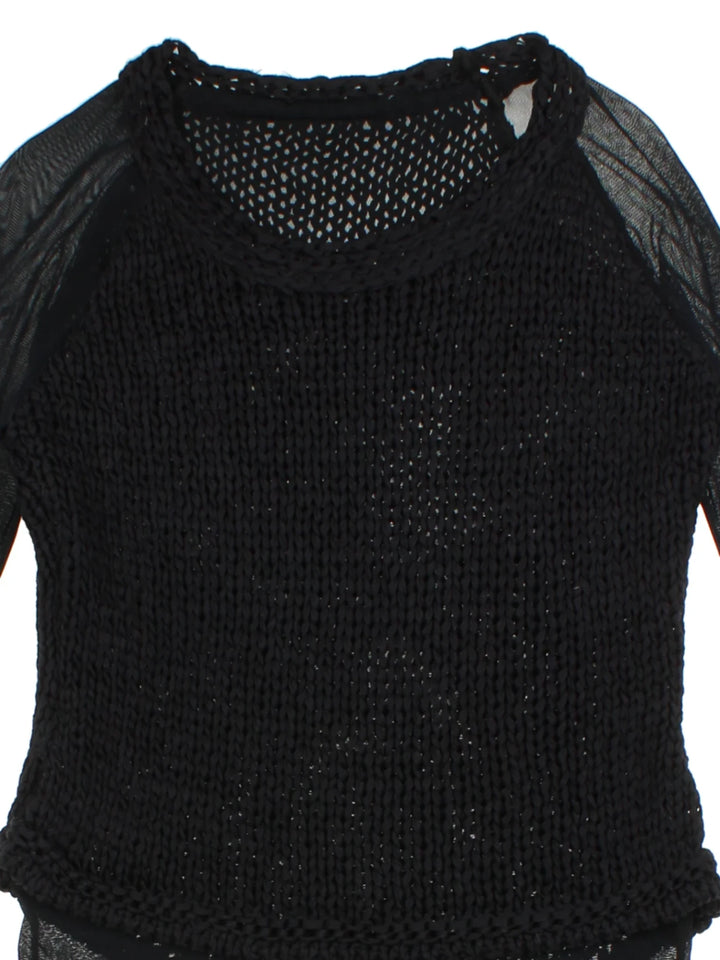 Y2K Black Mesh Sleeve Jumper (Size M)