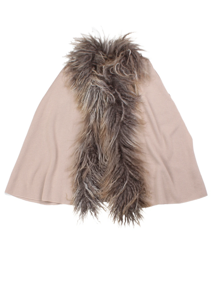 Y2K Mongolian Fur Trim Cape (Size M)