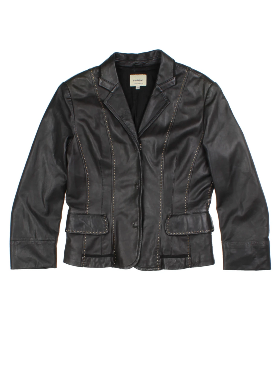 Y2K Black Leather Blazer (Size M)