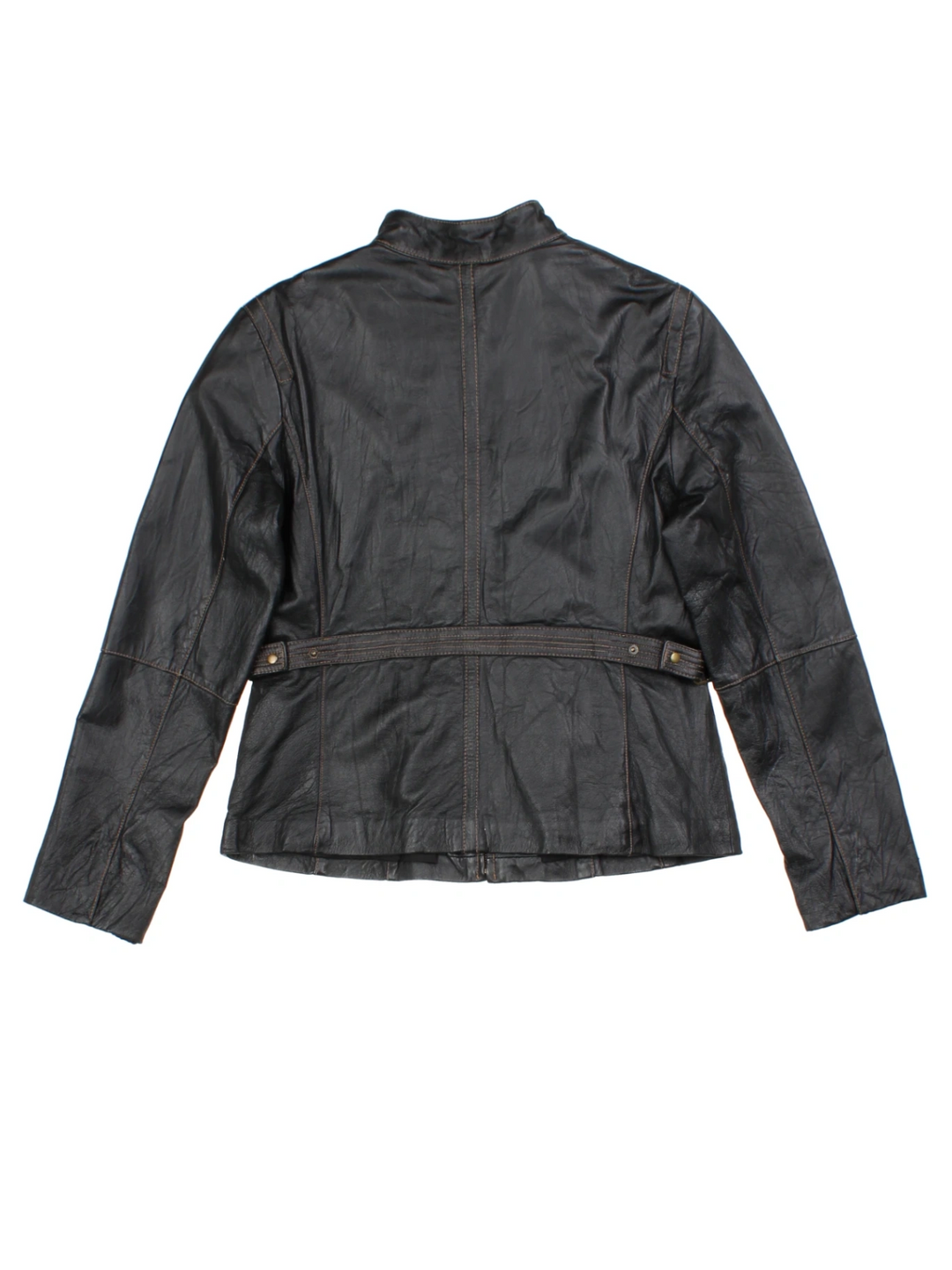 Y2K Black Leather Biker Jacket (Size M)