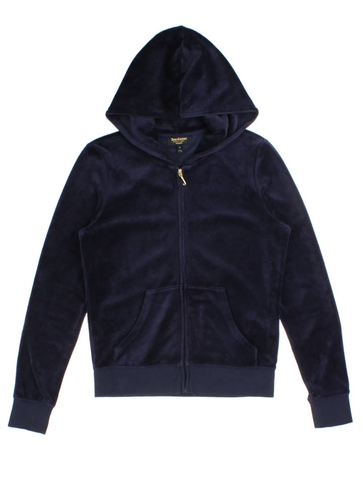 Y2K Juicy Couture Navy Velour Hoodie (Size M)