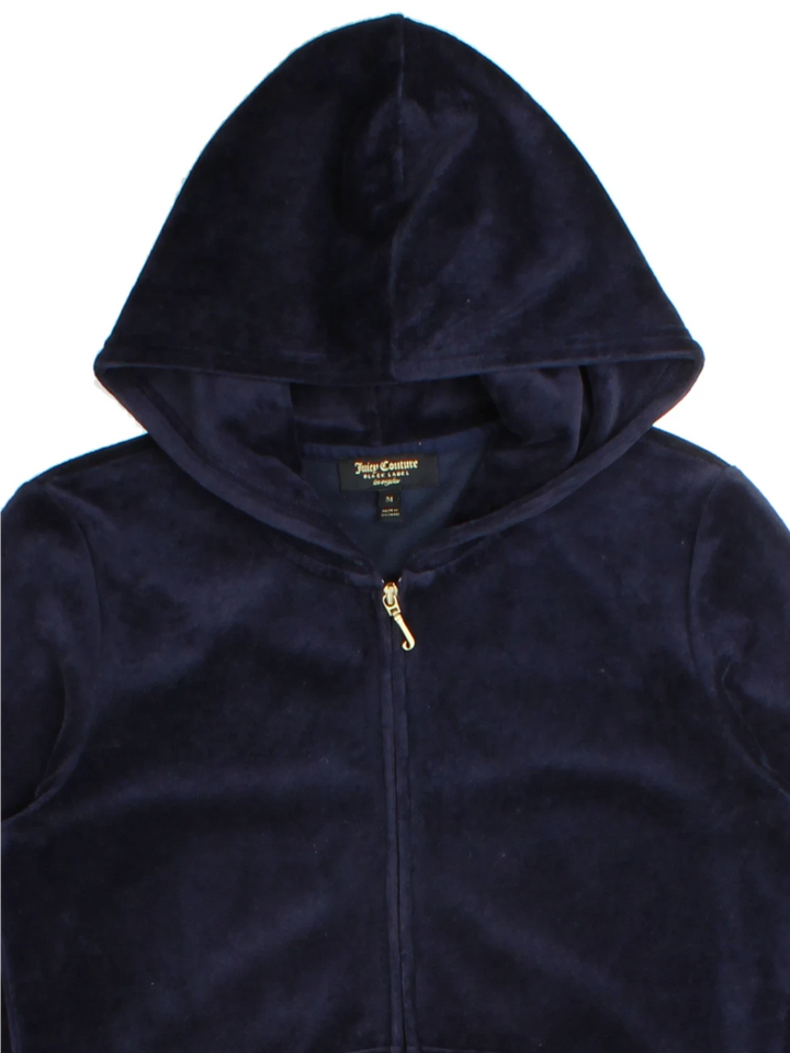 Y2K Juicy Couture Navy Velour Hoodie (Size M)