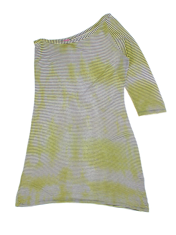 Y2K Save The Queen Asymmetrical Black Stripe Mini Dress (Size L)
