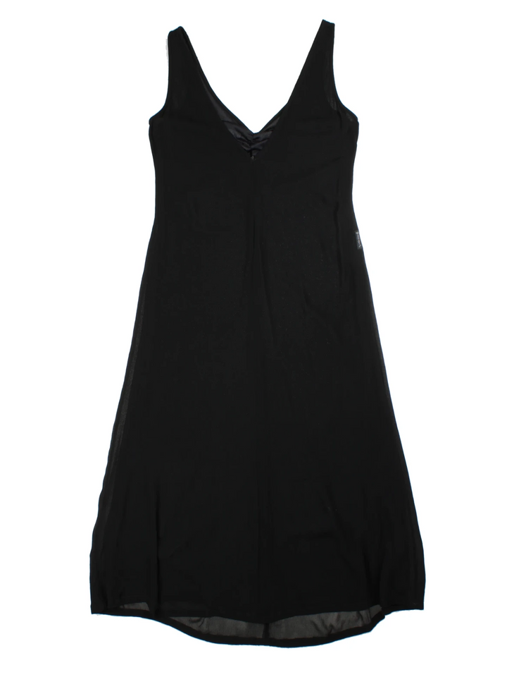 Armani Sleeveless V-Neck Black Midi Slip Dress (Size M)