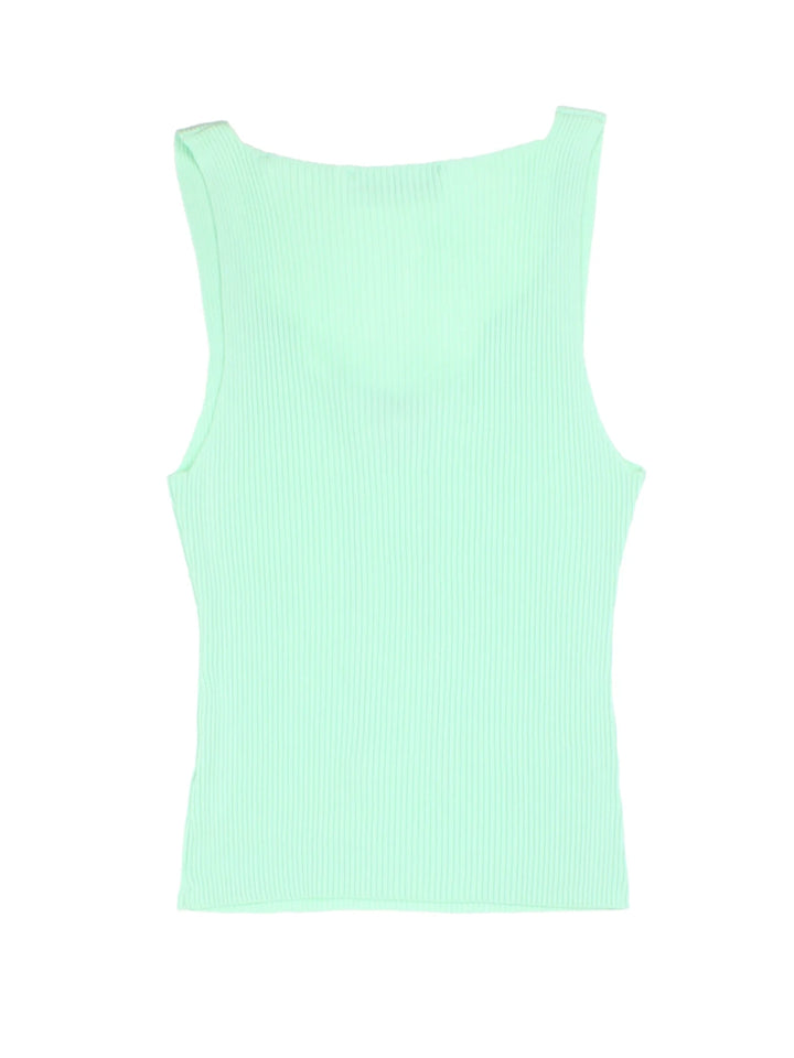 Y2K Guess Mint Green Lace-Up Ribbed Top (Size L)