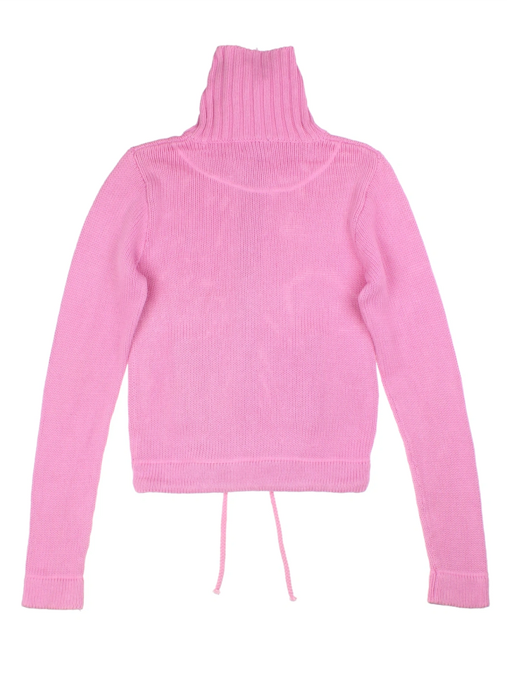 Y2K Ralph Lauren Pink Embroidered Zip-Up Knit Jacket (Size XS)