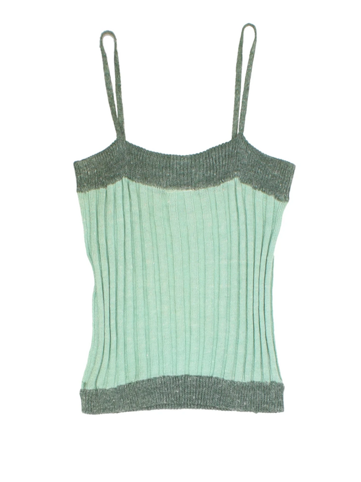Vintage Mint Green Knit Vest Top (Size M)