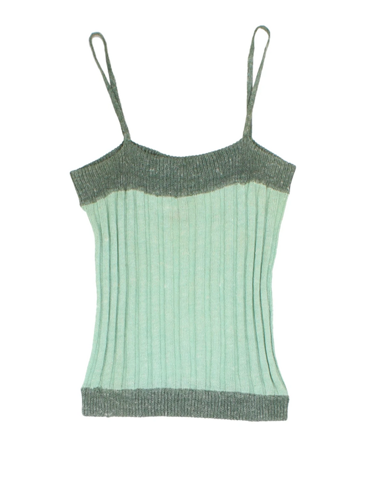 Vintage Mint Green Knit Vest Top (Size M)