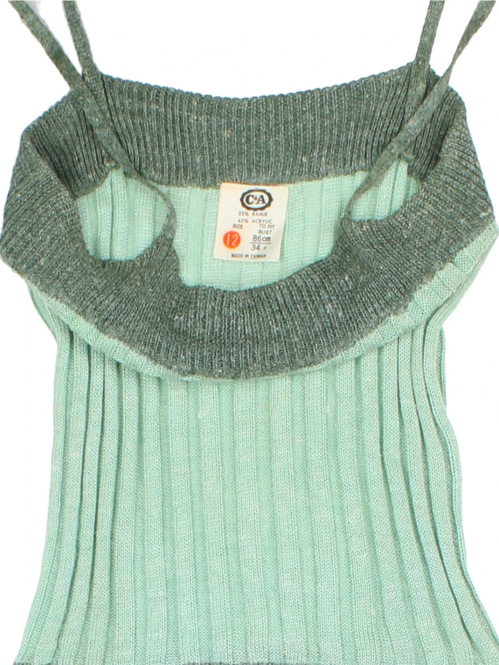 Vintage Mint Green Knit Vest Top (Size M)