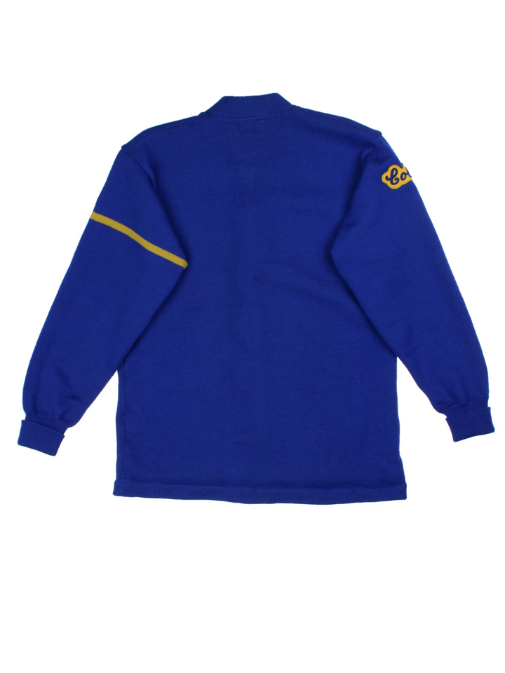 70's Blue Varsity Knit Cardigan (Size M)