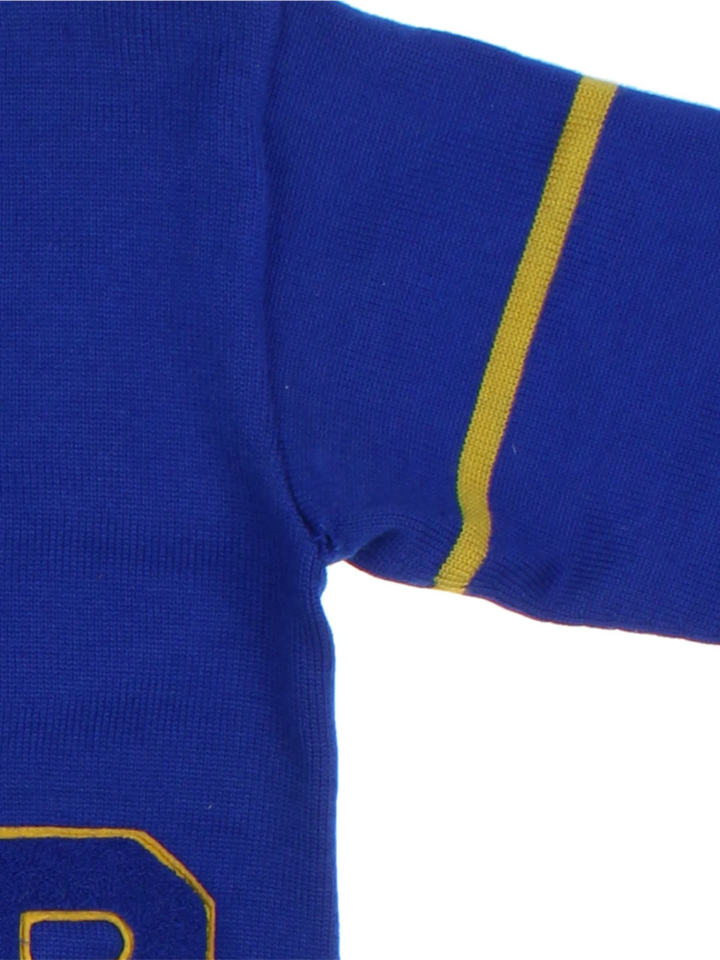 70's Blue Varsity Knit Cardigan (Size M)