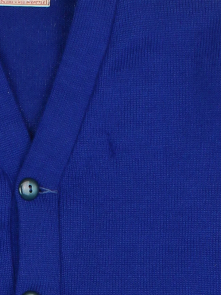 70's Blue Varsity Knit Cardigan (Size M)